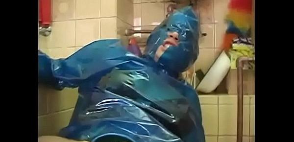  Sex slave in latex  banged in the bathroom